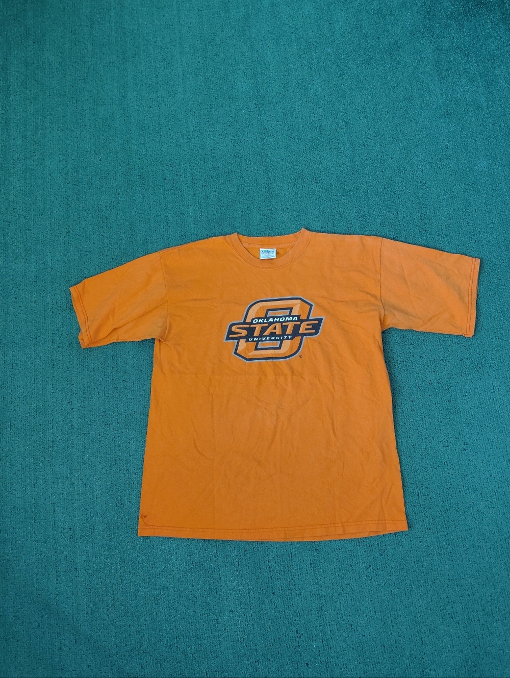 VINTAGE 1999 Oklahoma State Cowboys University College NCAA Orange T Shirt Sz La